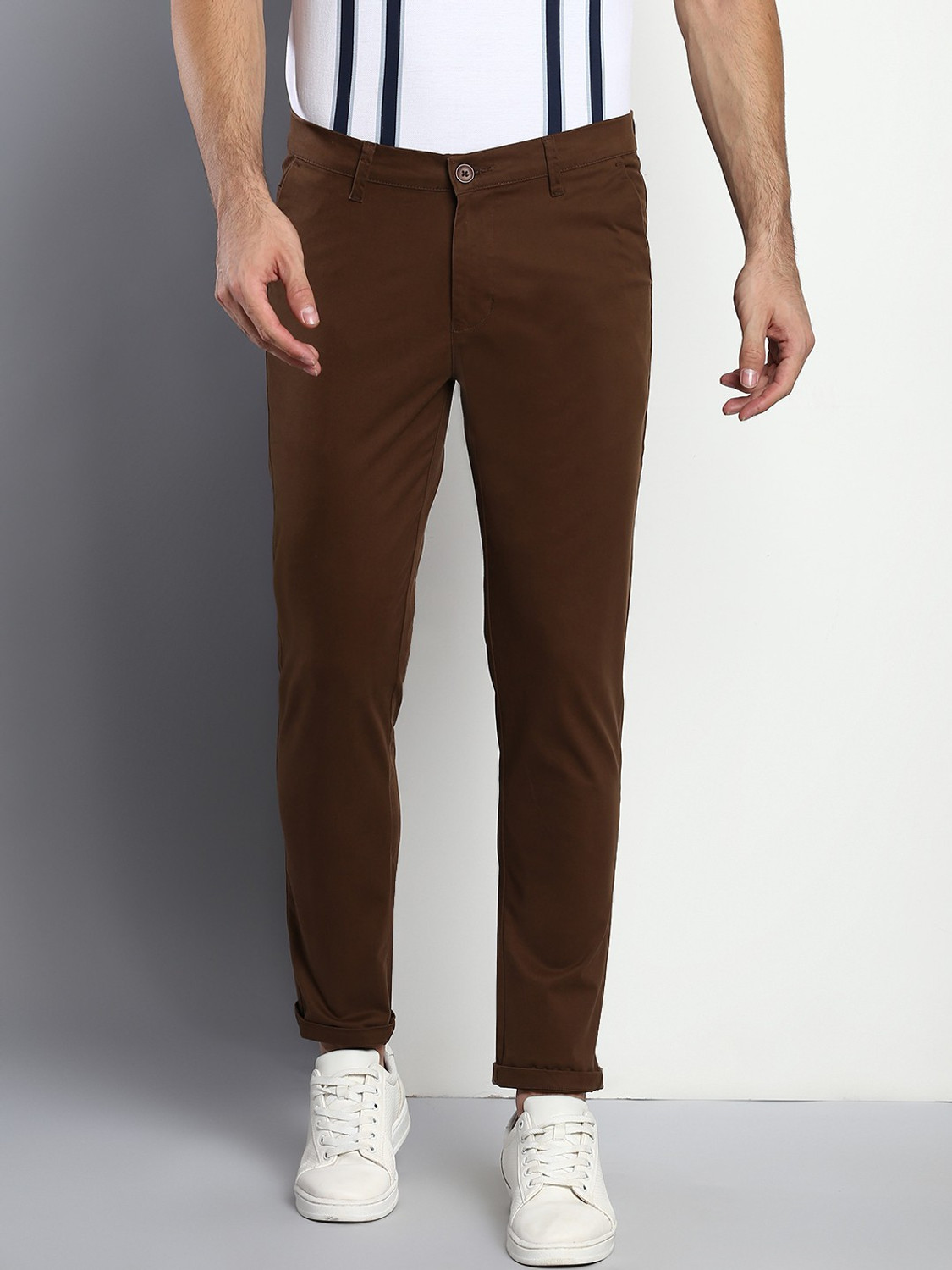 Image of Dennis Lingo Tapered Men Brown Trousers
