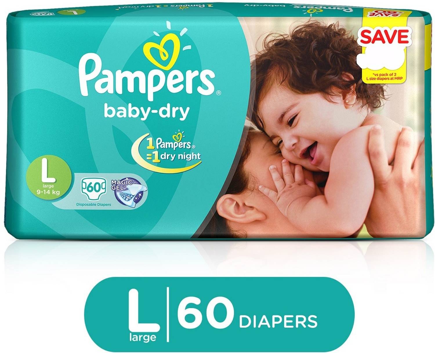 Pampers Taped Diapers - L (60 Pieces)