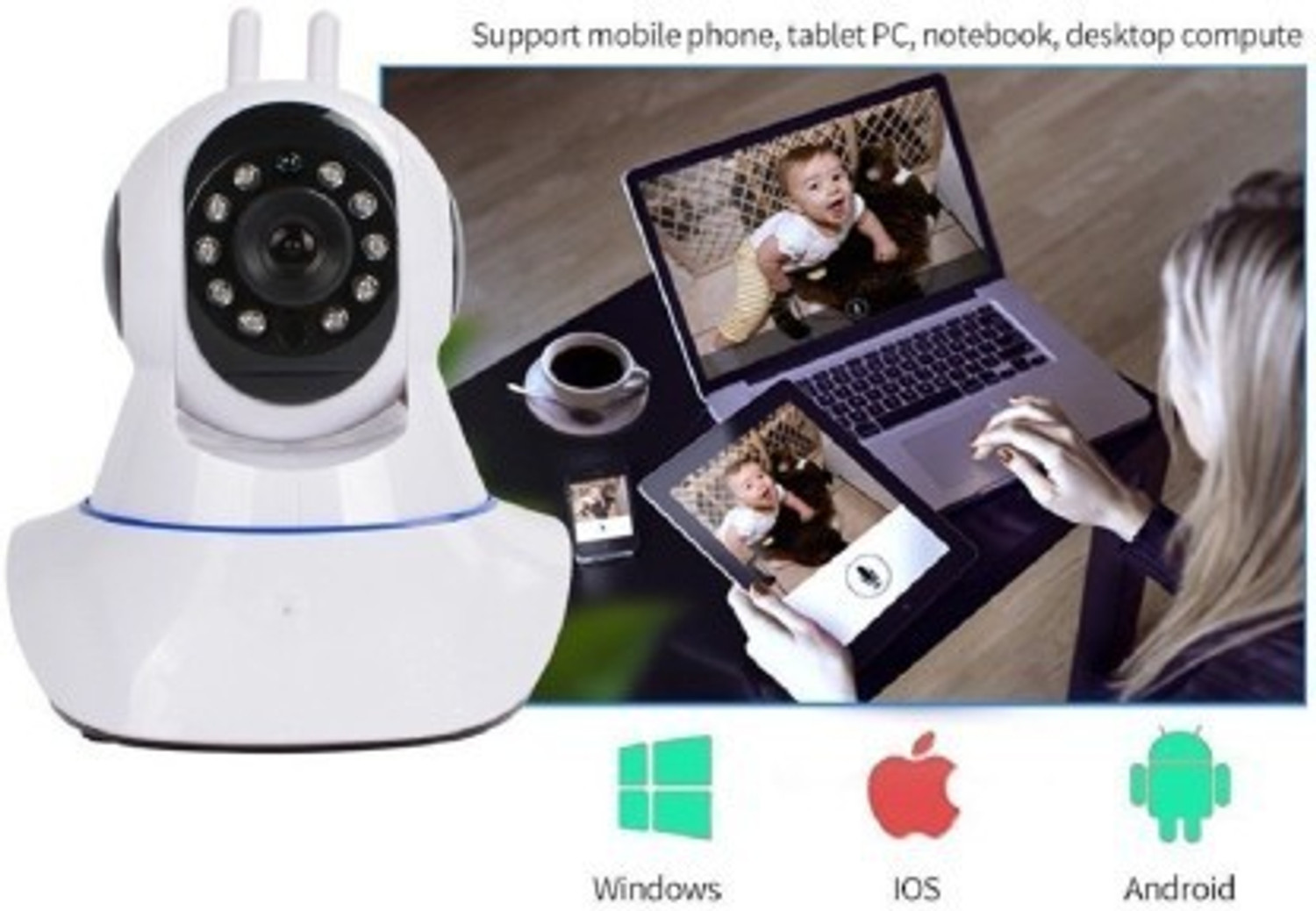Image of SNARIOVSN V380 Pro HD 1080P Wireless WiFi with 2 Way Audio and Upto 64 GB SD Card Support Security Camera