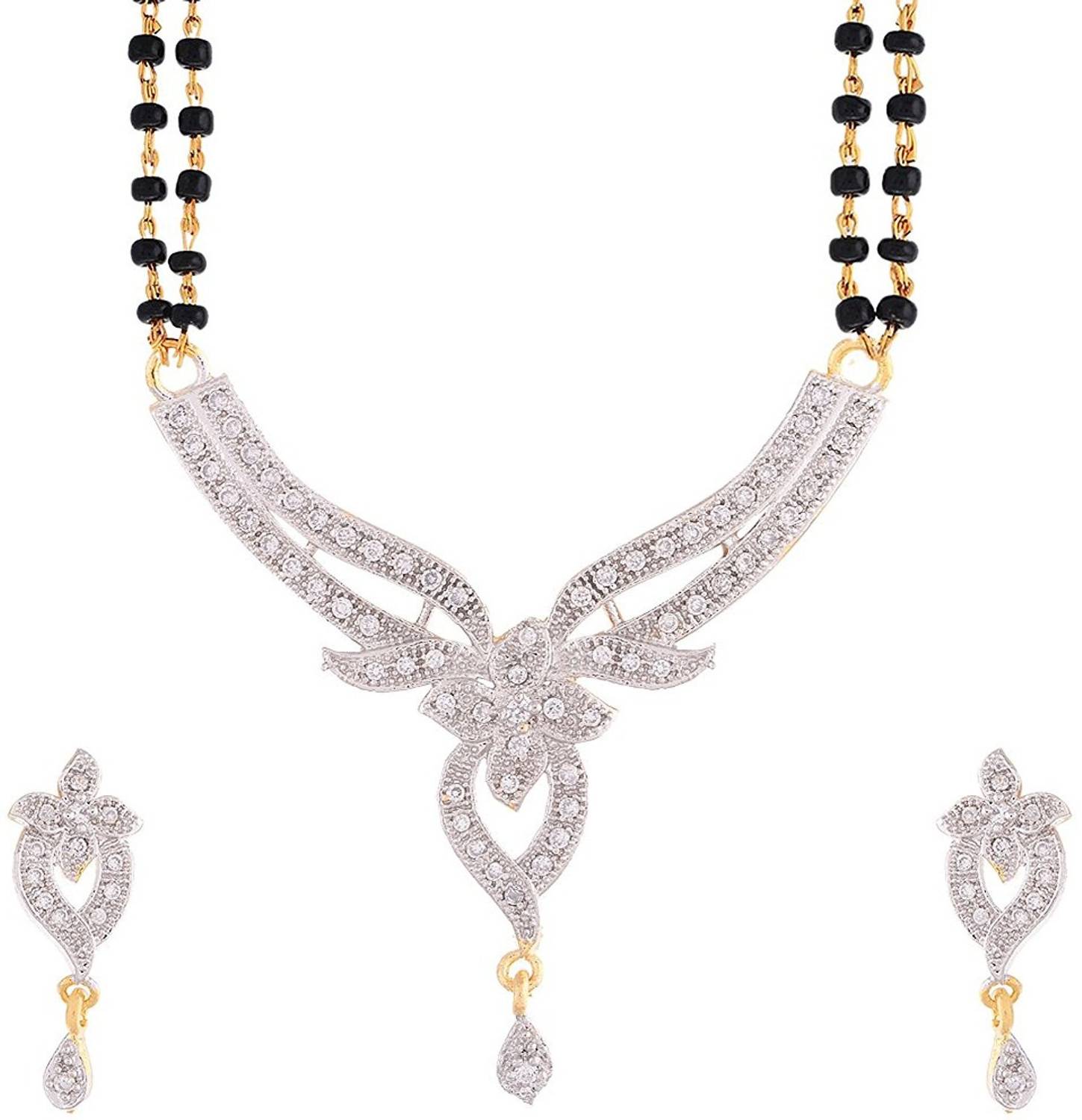 Mekkna Alloy Gold, Black, Silver Jewellery Set