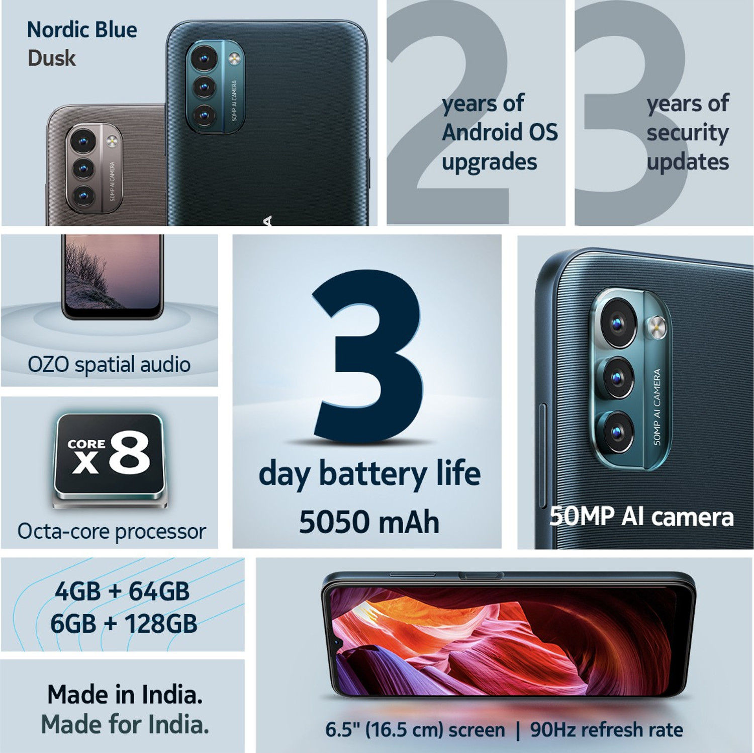 Image of Nokia G21 Dual Sim 50MP Camera, 8MP Front Camera (Nordic Blue, 64 GB)