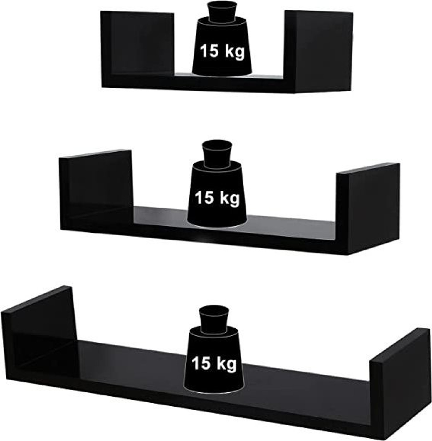 Image of LION WOOD CAFE U-SHAPE FLOATING WALL SHELVES MDF (Medium Density Fiber) Wall Shelf
