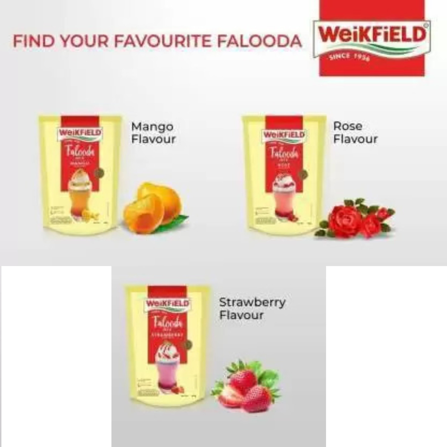 Image of WeiKFiELD Falooda (Mango,Strawberry,Rose 200g each) 600 g