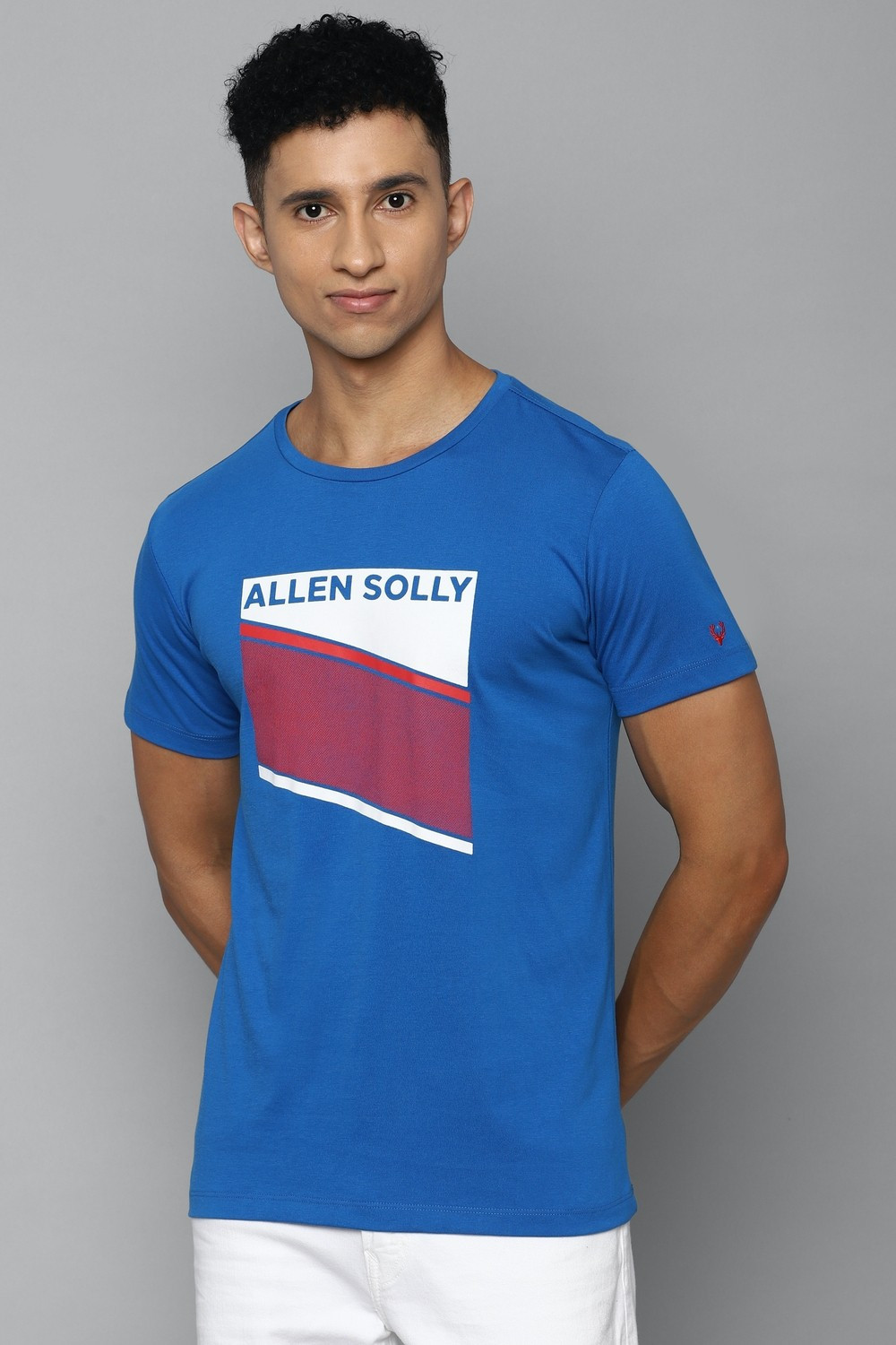 Image of Allen Solly Graphic Print Men Round Neck Blue T-Shirt