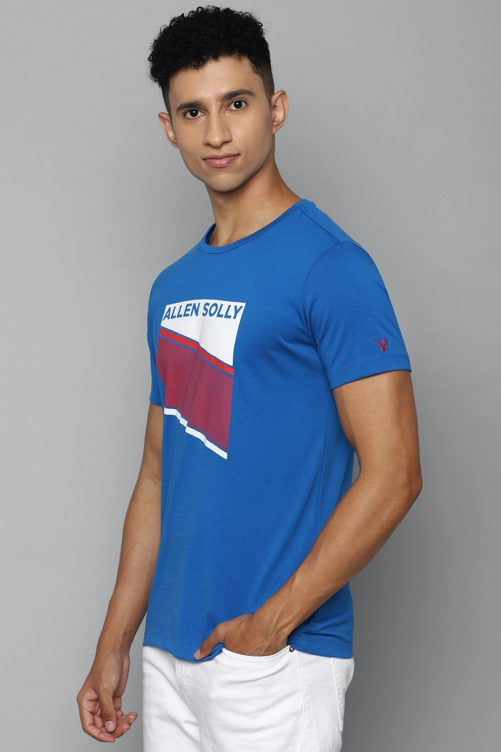 Image of Allen Solly Graphic Print Men Round Neck Blue T-Shirt