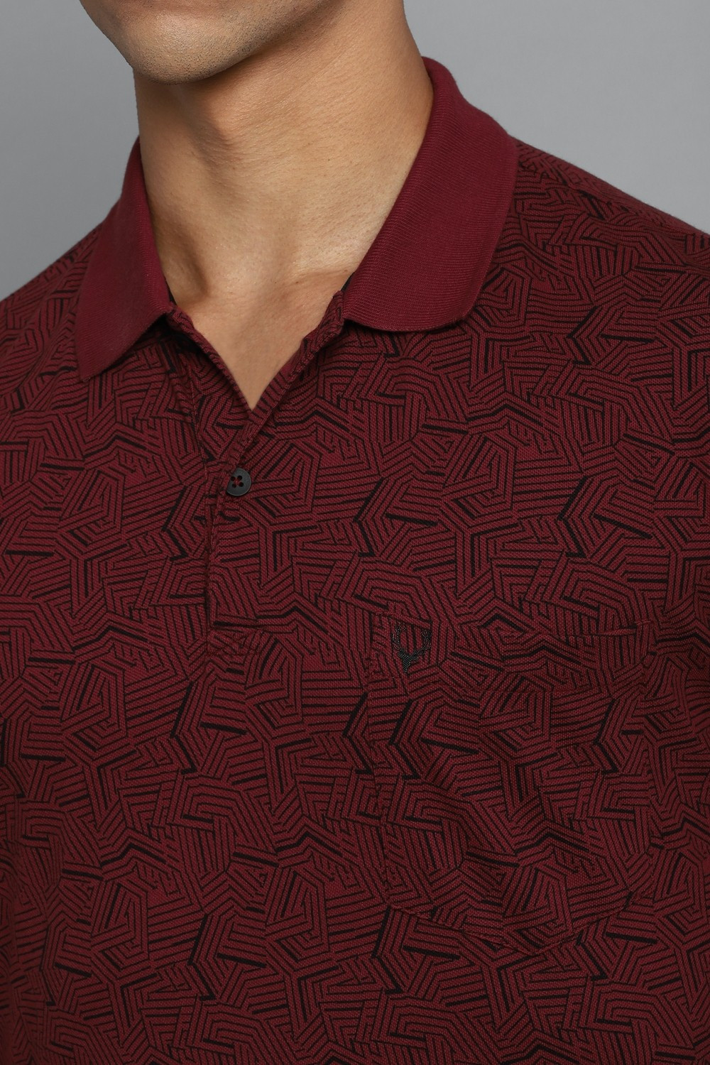 Image of Allen Solly Printed Men Polo Neck Maroon T-Shirt