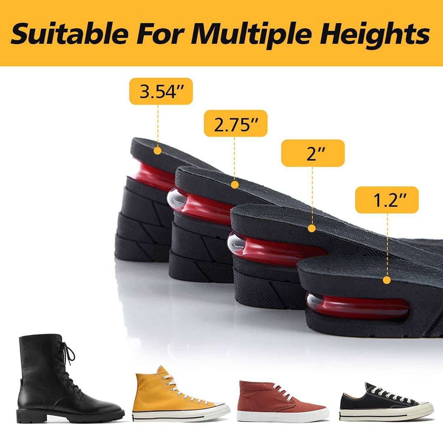 Jwxno 3 Layer 7cm Height Increase Insole - Image 4