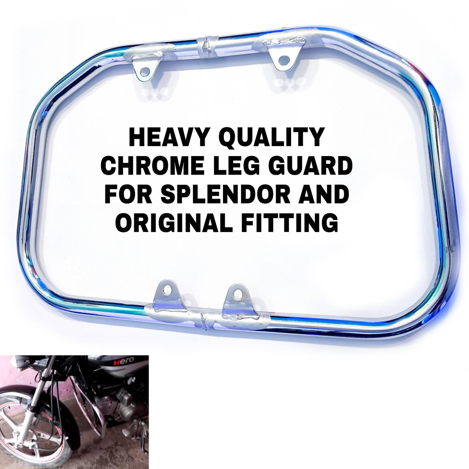 Aklin Boky HEAVY METAL CHROME LEG GUARD FOR SPLENDOR Bike Crash Guard