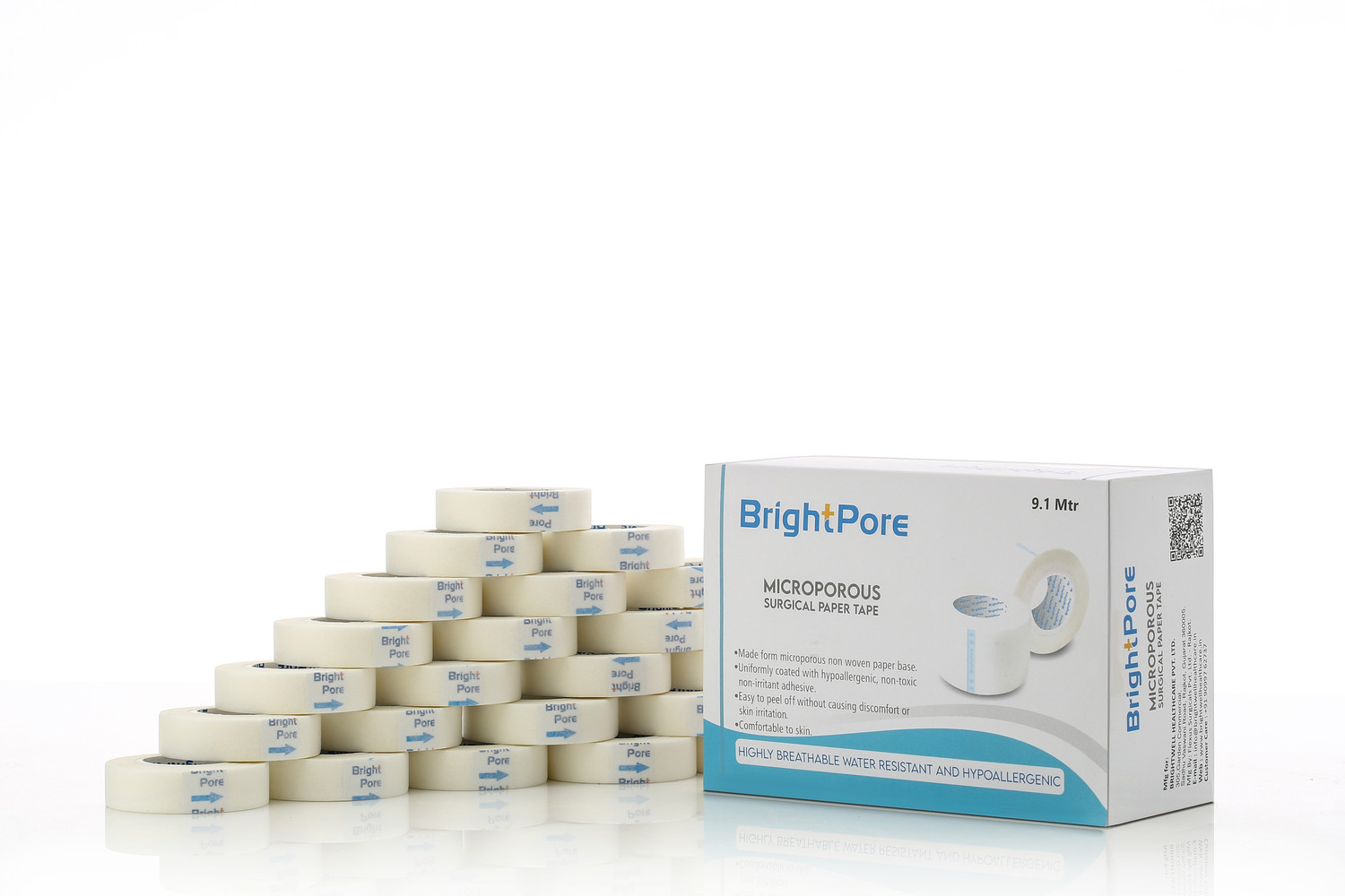 Image of BRIGHTPORE MICROPOROUS SURGICAL PAPER TAPE (12.5mm*9.1mtr) 24 rolls /box First Aid Tape