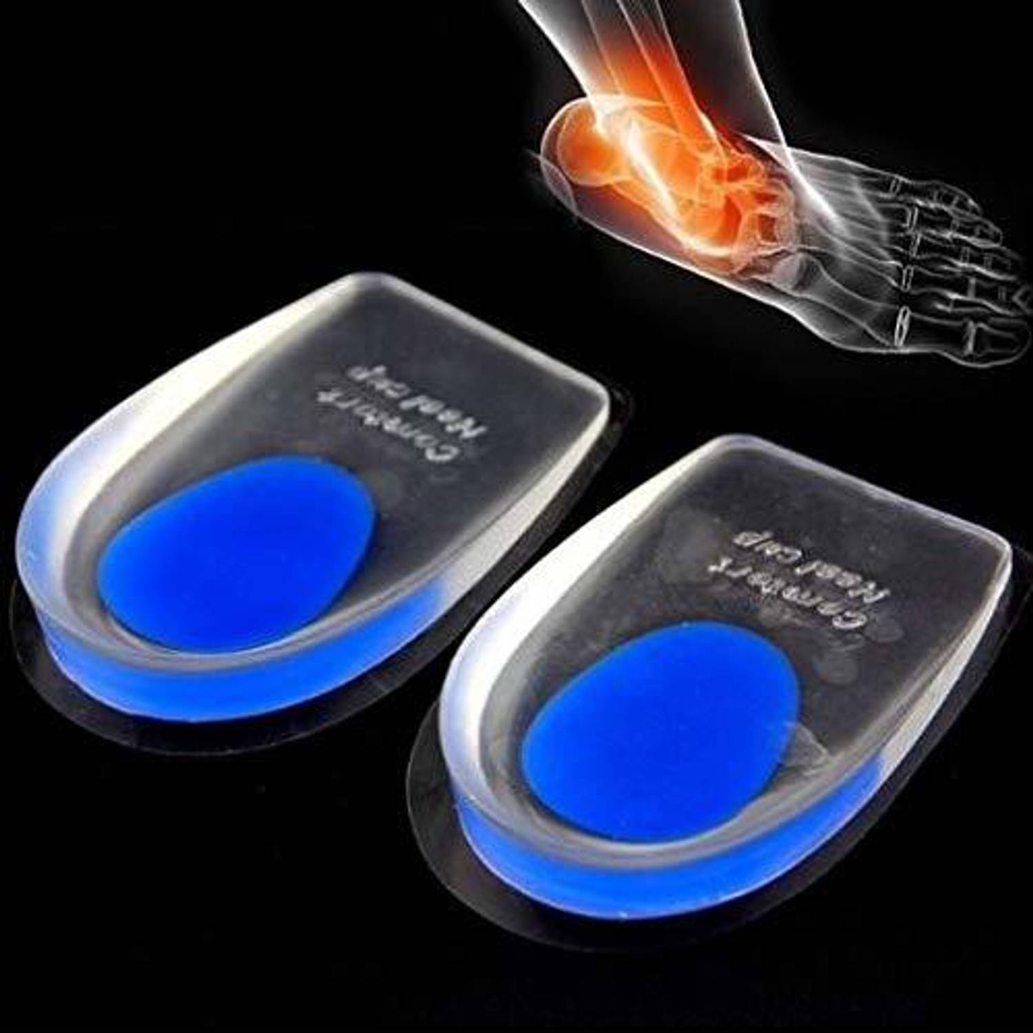 BKENTERPRISE7 Silicone Gel Heel Protector Insole Cups for Swelling Pain Relief Foot Care Insole