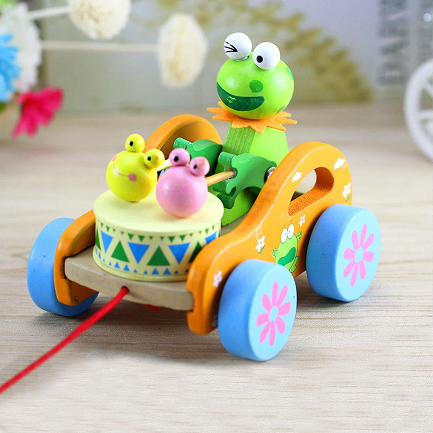 Image of Smartcraft Wooden Frog Drum Musical Pull Along Toy