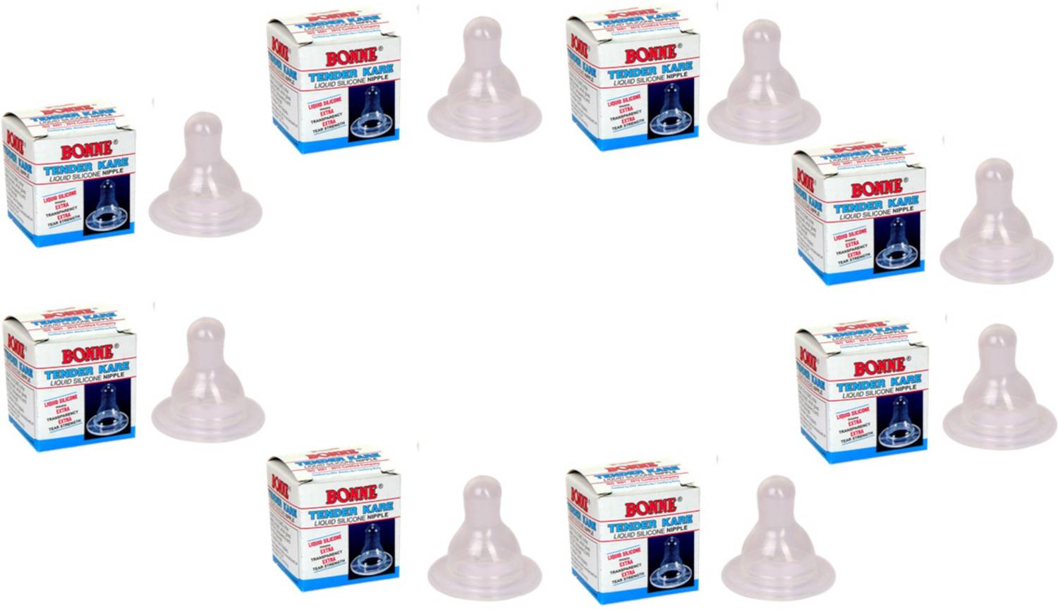 BONNE Tender Kare Liquid Silicone Feeding Nipple | Pack of 8| Medium Flow Nipple
