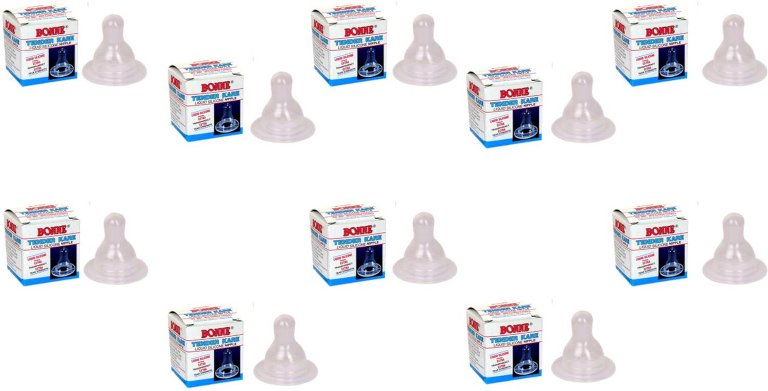 BONNE Tender Kare Liquid Silicone Feeding Nipple | Pack of 10| Medium Flow Nipple