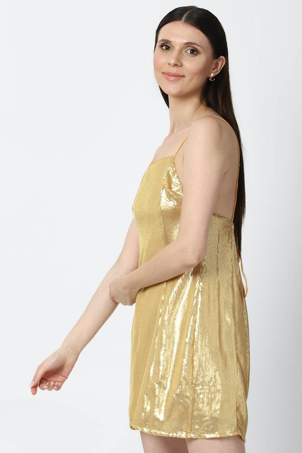 FOREVER 21 Women A-line Gold Mini/Short Dress - Buy FOREVER 21 Women A-line  Gold Mini/Short Dress Online at Best Prices in India | Flipkart.com