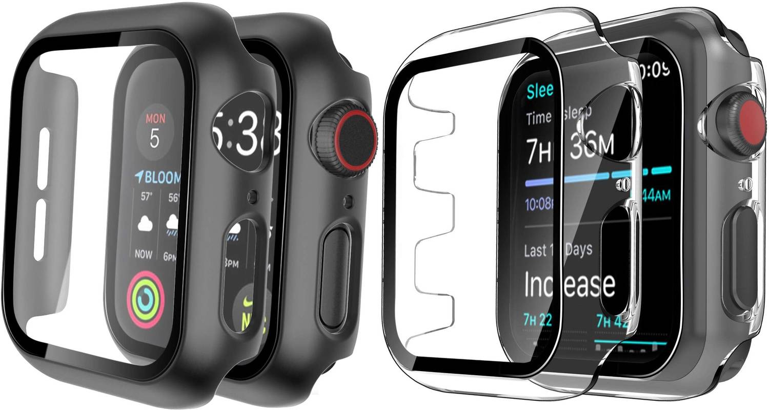 Hamz Edge To Edge Tempered Glass for Apple iWatch Case 40mm Series SE,8,7,6,5,4,3,2,1 Screen Protector, High Sensitive Glass and PC Protective Cover