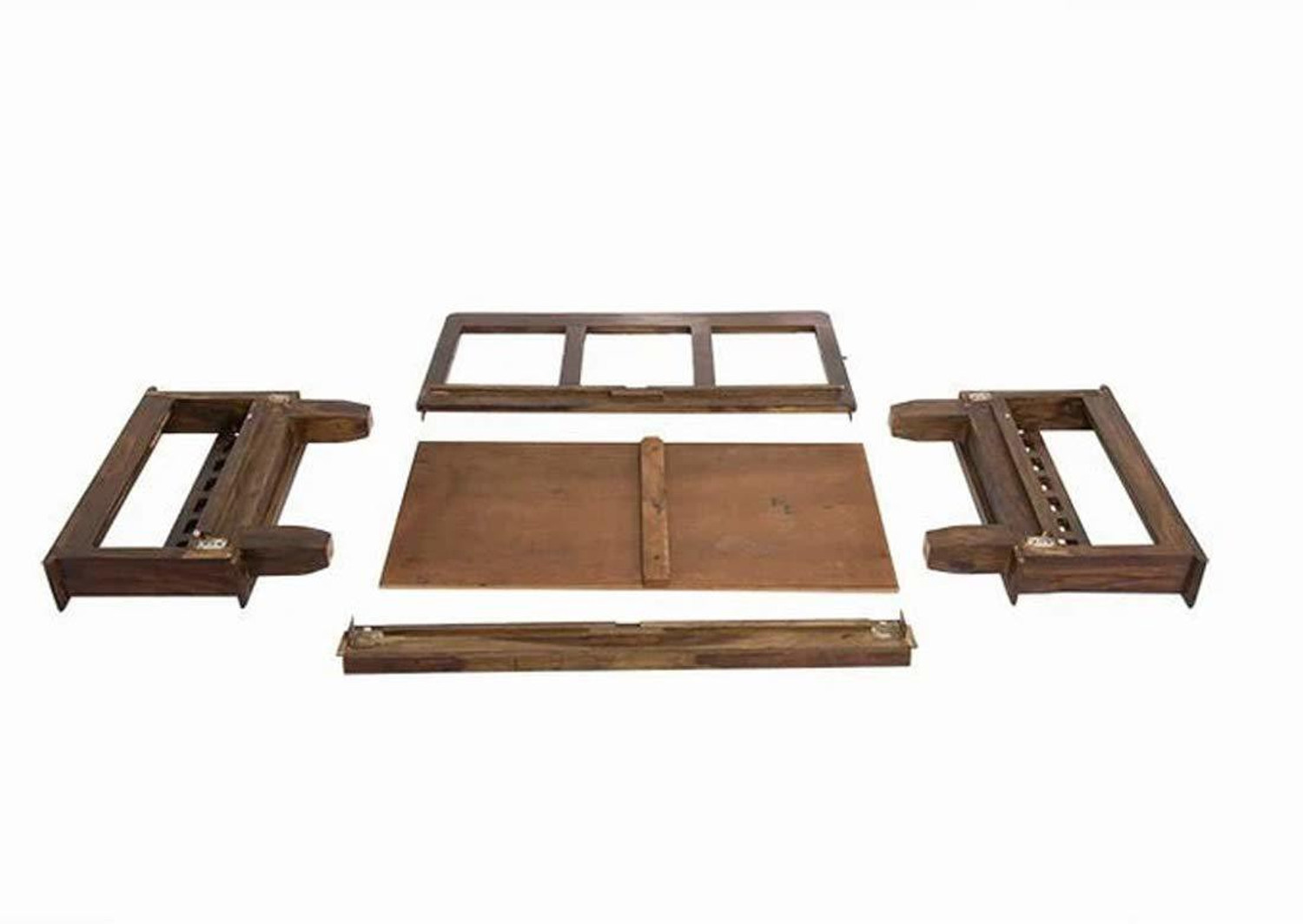 Image of Kendalwood Furniture Solid Wood 3 Seater Wooden Sofa set for living Room Furniture Fabric 3 Seater Sofa