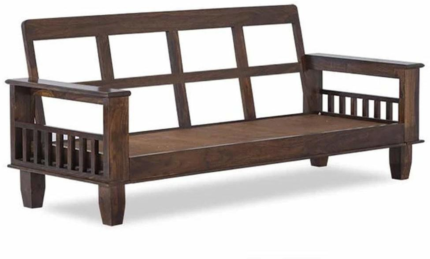 Image of Kendalwood Furniture Solid Wood 3 Seater Wooden Sofa set for living Room Furniture Fabric 3 Seater Sofa