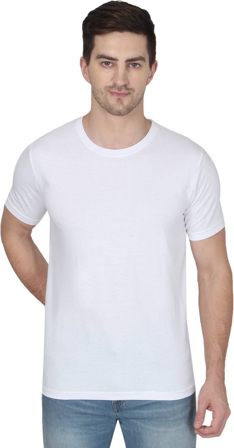 268 BCE Solid Men Round Neck White T-Shirt