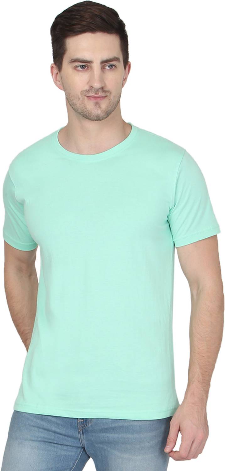 268 BCE Solid Men Round Neck Light Green T-Shirt