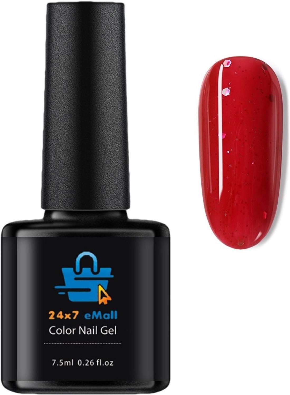 24x7eMall Long-lasting UV Nail Gel Polish 1 Bottle 7.5 ML (088) Glitter Red