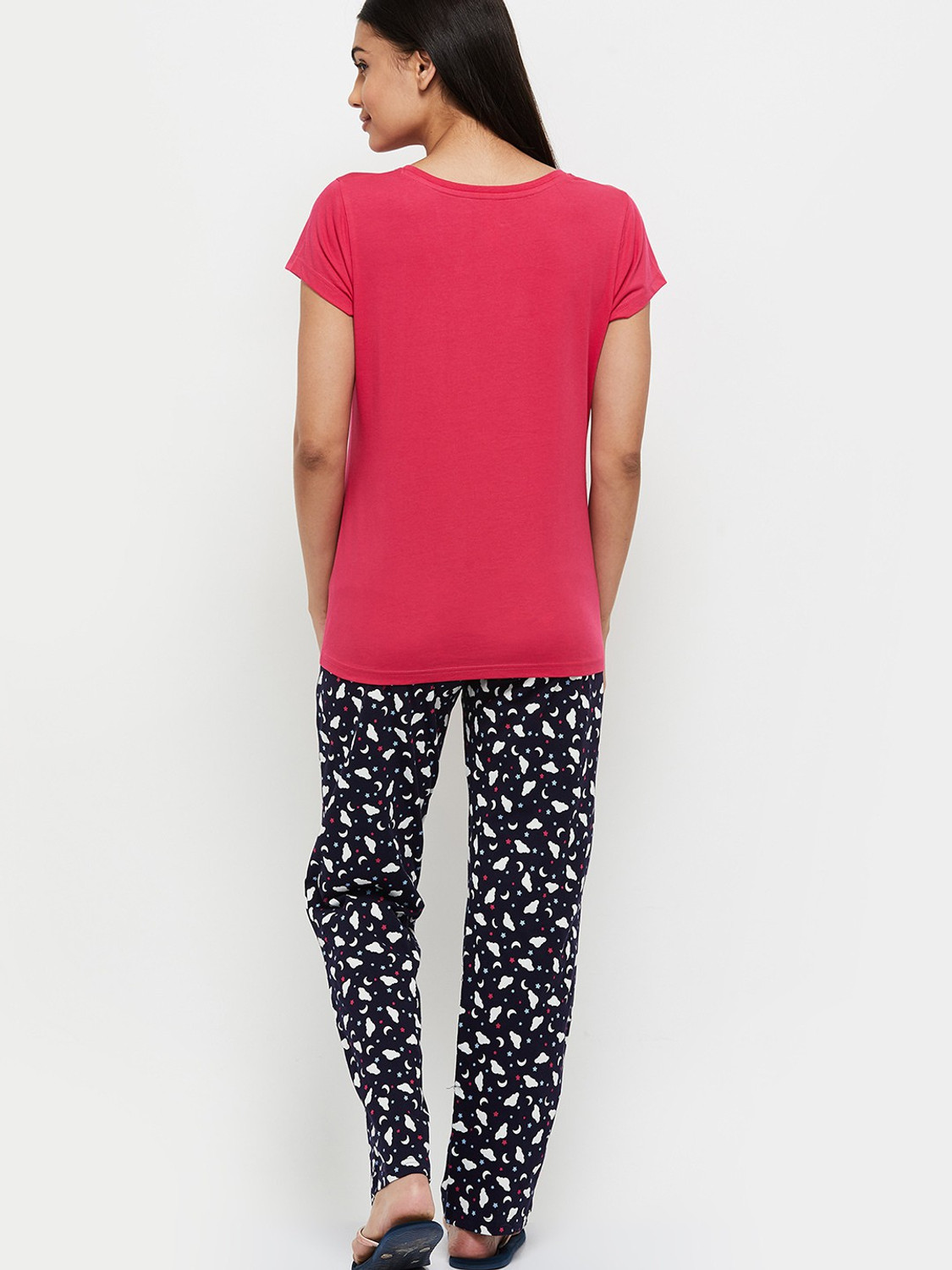 Image of MAX Women Printed Pink Top & Pyjama Set