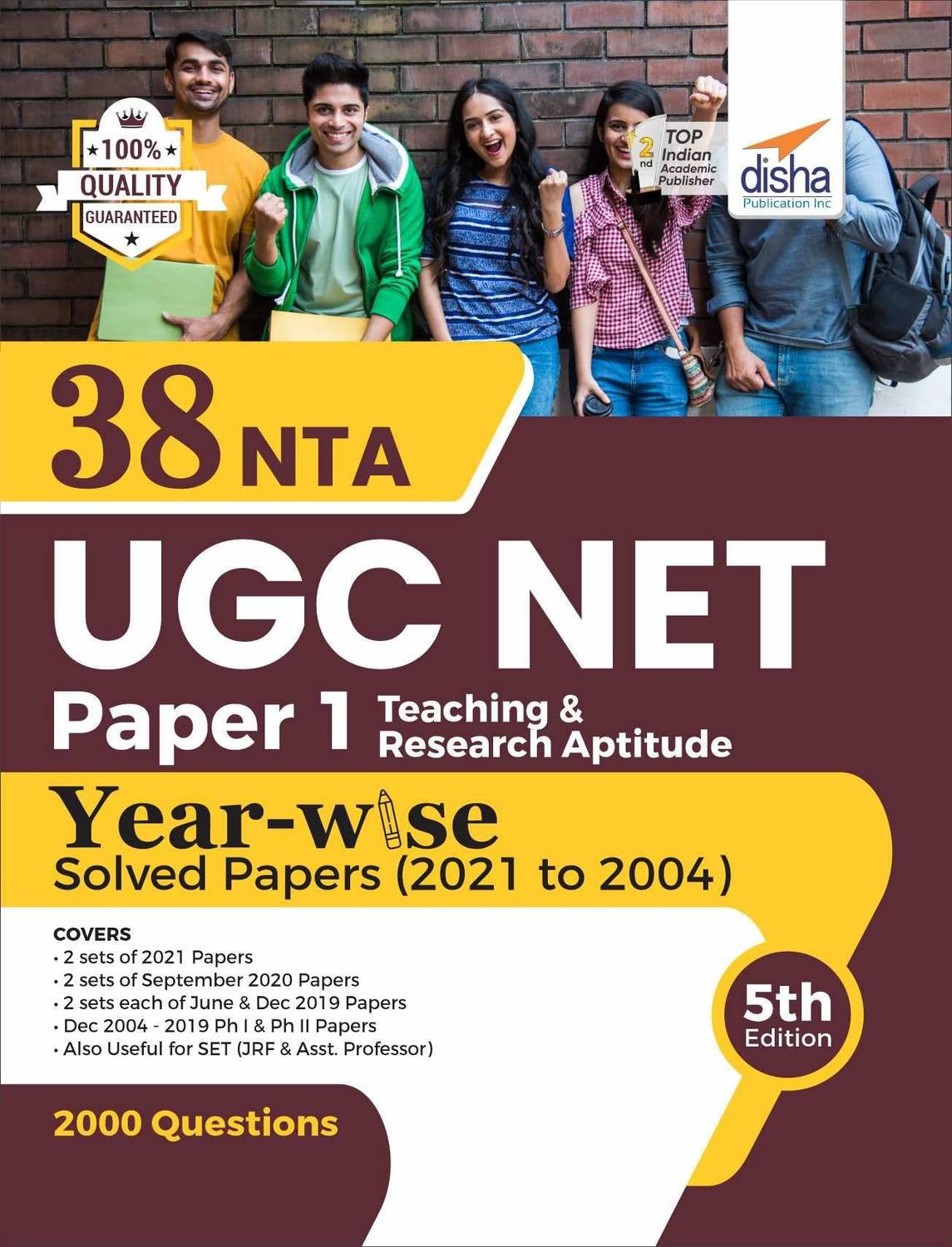 38 NTA UGC NET Paper 1 Year-wise Solved Papers (2021 to 2004) 5th Edition
