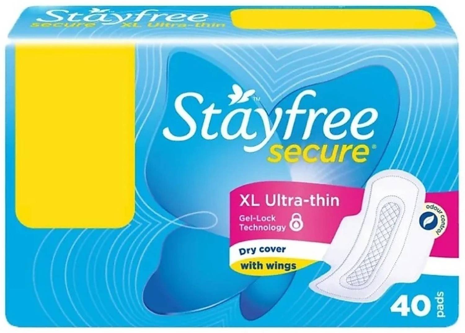 STAYFREE Secure XL Ultra-thin Dry Cover with wings - 40 Counts Sanitary Pads Sanitary Pad