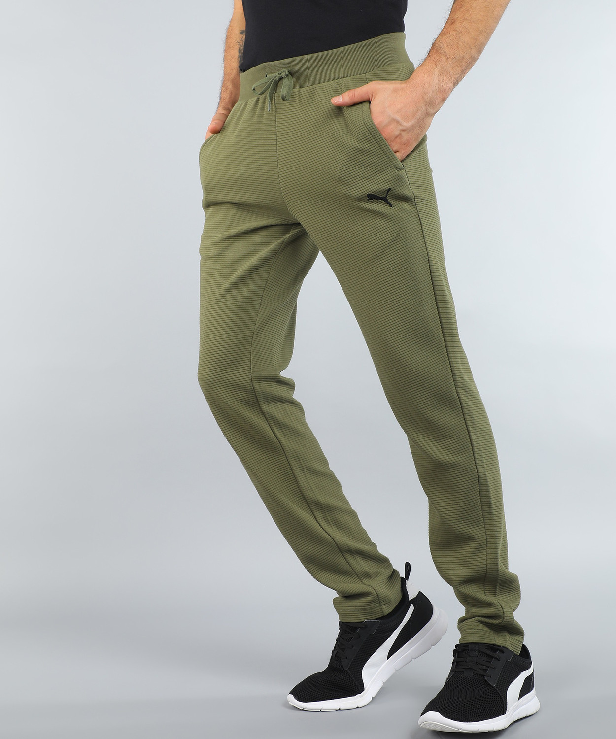 Image of PUMA Ottoman Sweatpants Striped Men Green Track Pants