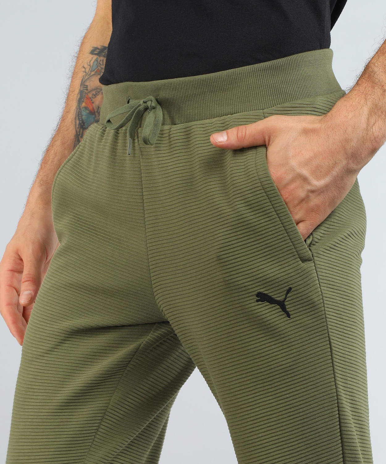 Image of PUMA Ottoman Sweatpants Striped Men Green Track Pants