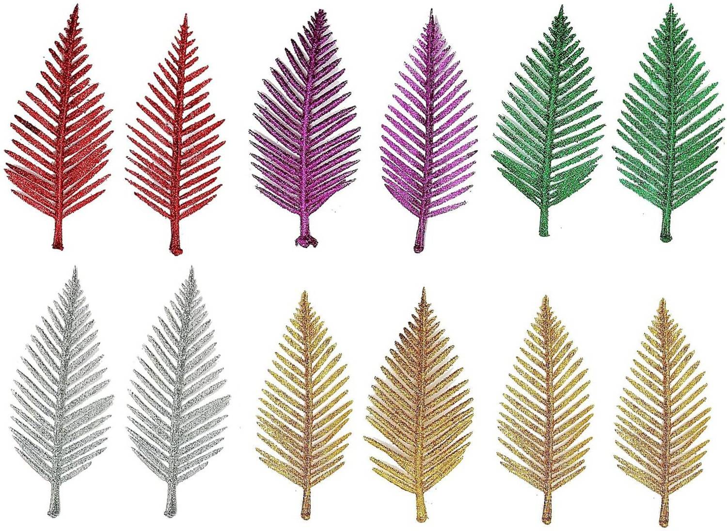 3A Featuretail Glitter Designer Leaves with Stem for Flower Making, for Gift Packing Decoration