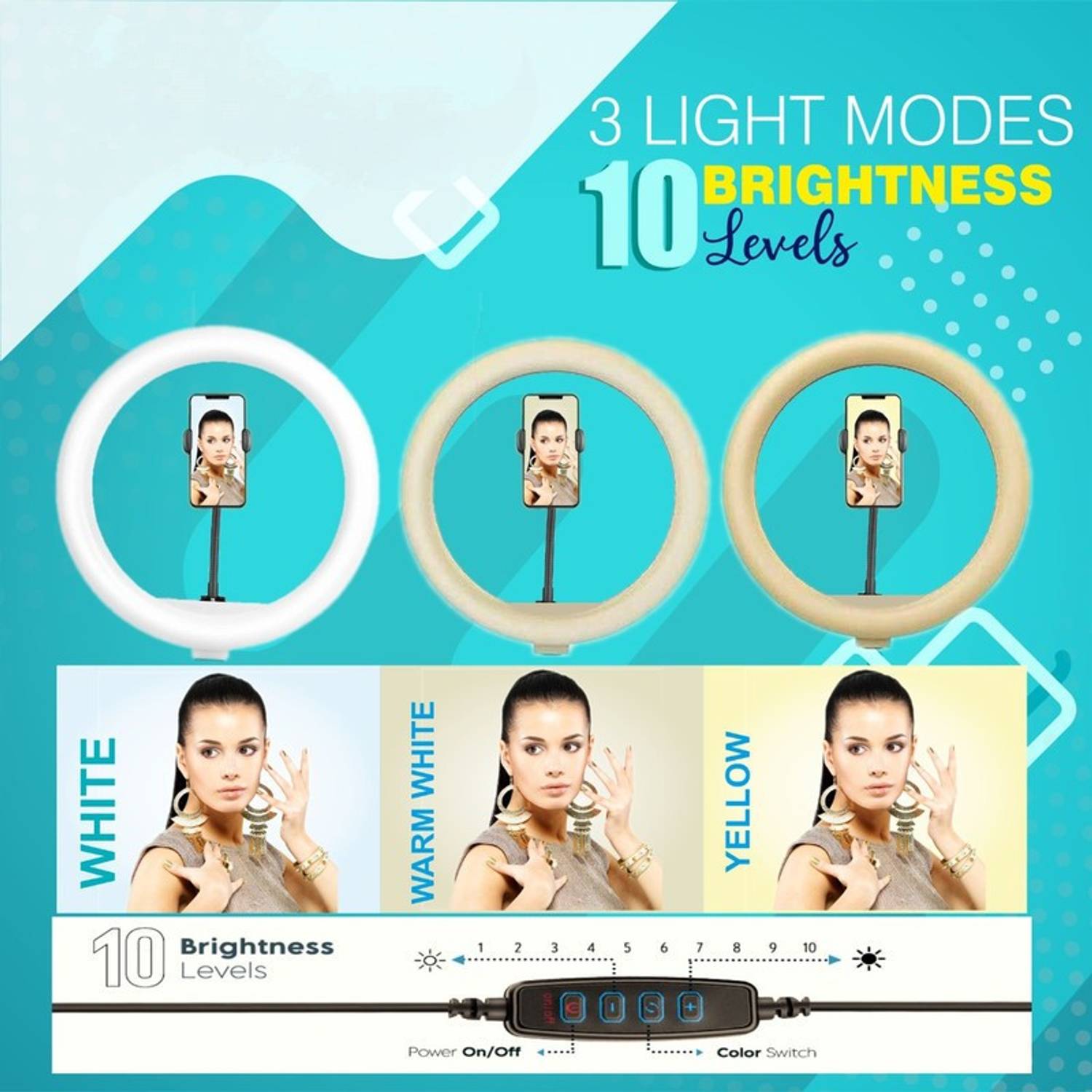 airtech Black Tripod Stand with Ring Light - Image 3
