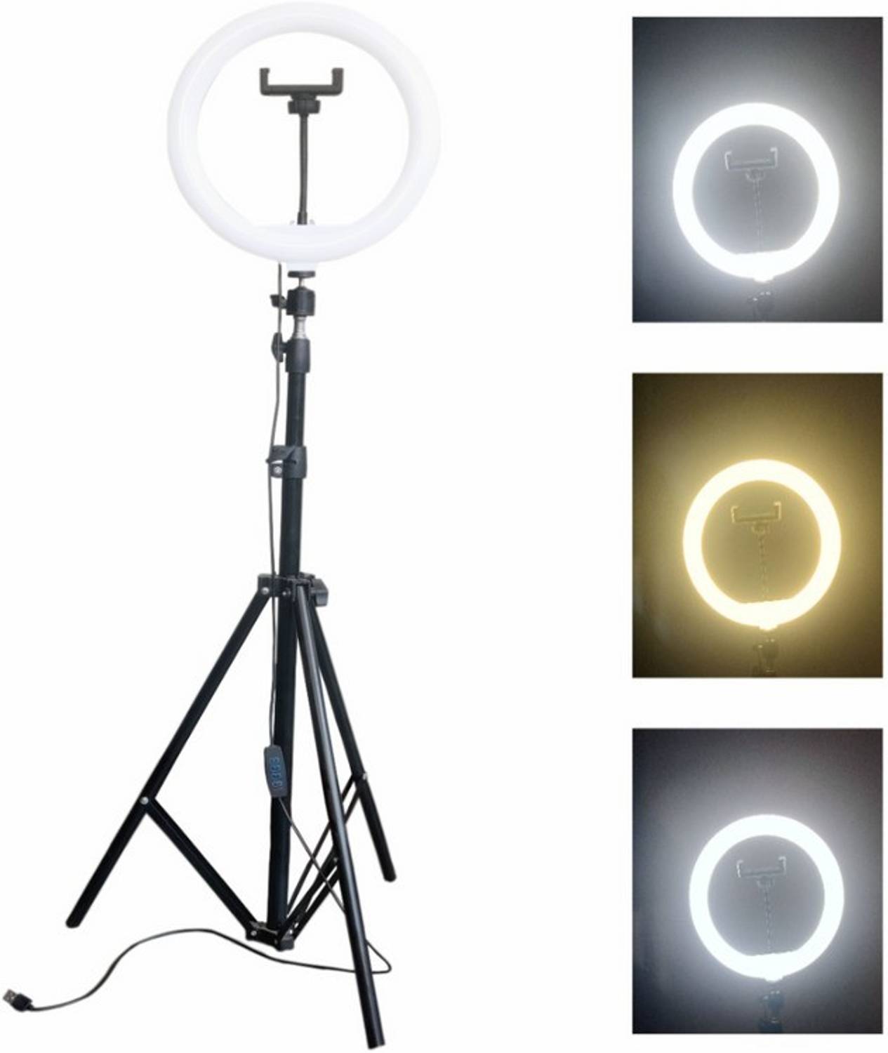 airtech Black Tripod Stand with Ring Light - Image 1