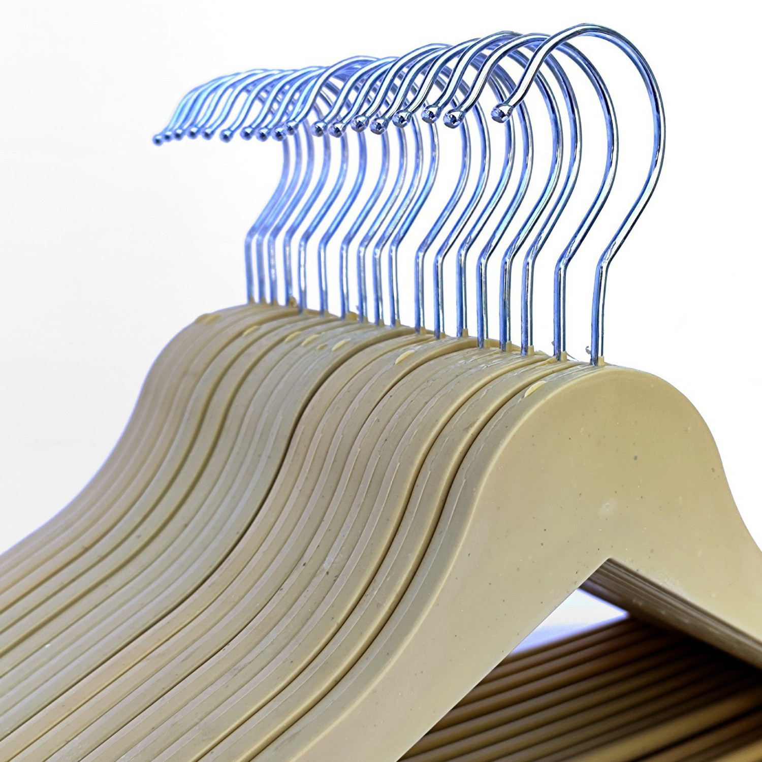 Image of connecticut Hangers with Non-Slip Bar and Precisely Cut 360 Degree Swivel (Cream 50 pcs ) Plastic Shirt Pack of 50 Hangers For Shirt
