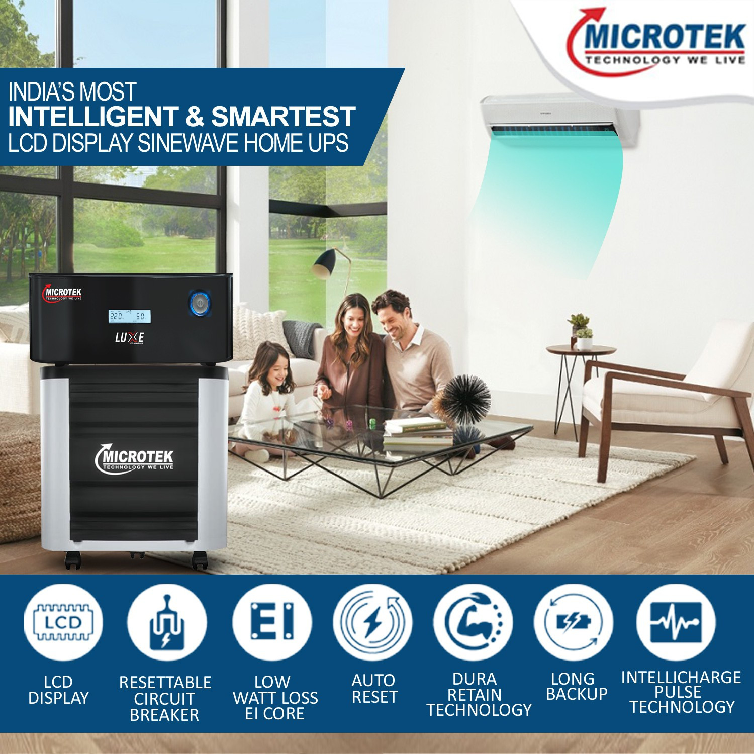 Image of Microtek UPS LUXE 1000 (12V (UPS SW LUXE 1000) with 3 Year Warranty Pure Sine Wave Inverter