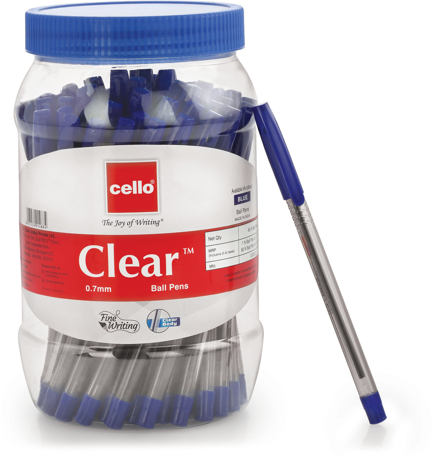 Image of Cello Clear Jar of Ball Pen