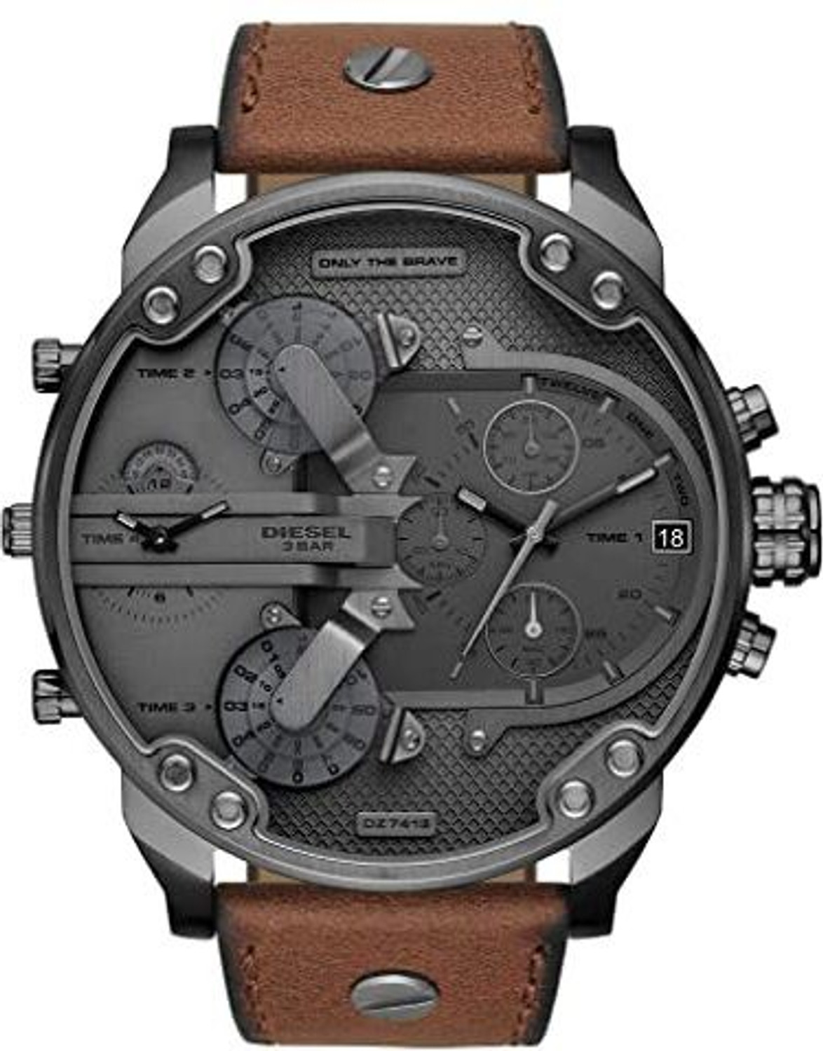 Image of epoch Screen Guard for DieseI Mr. Daddy 2.0 Chronograph Quartz Grey Dial Mens Watch DZ7413