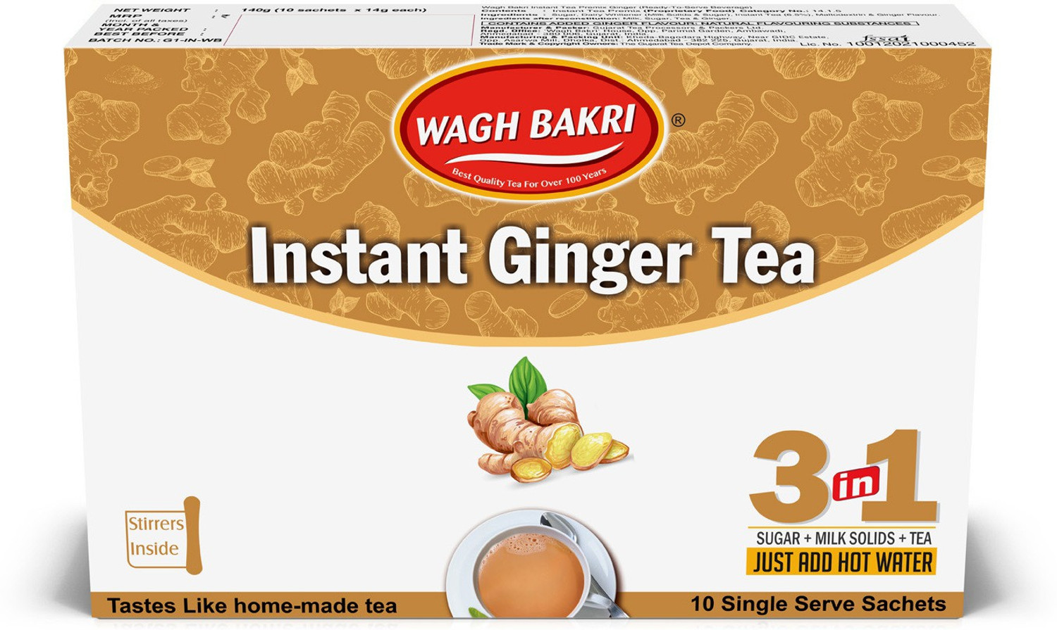 Image of WAGH BAKRI Ginger Premix Ginger Instant Tea Box