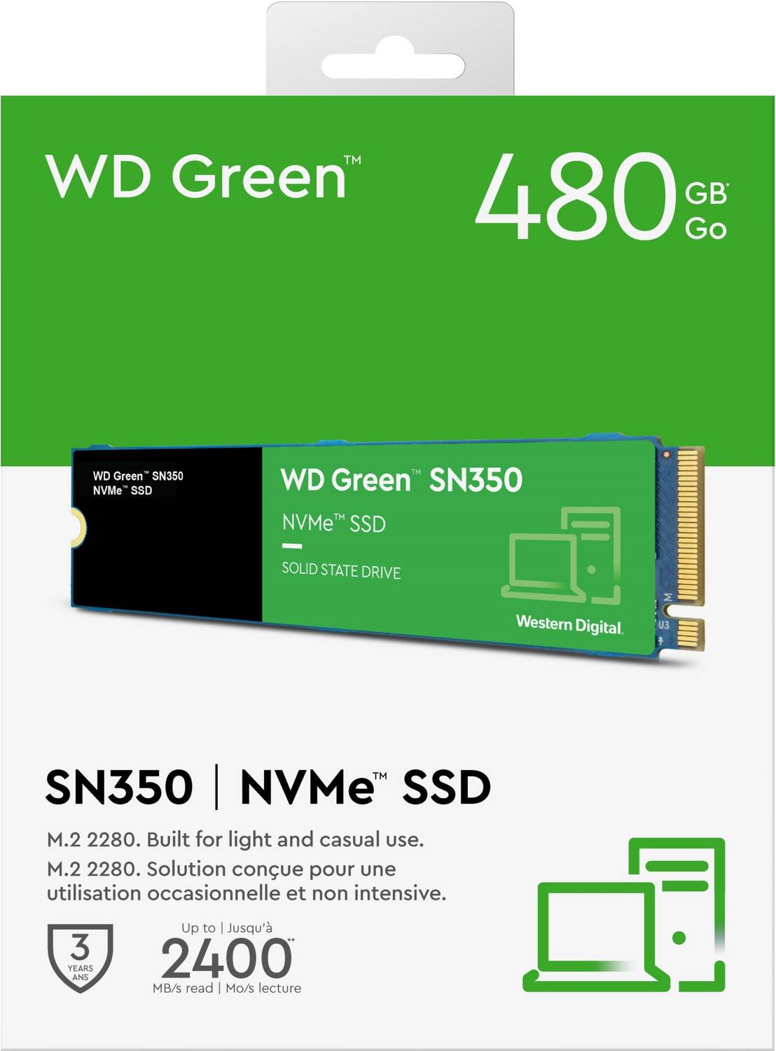 WESTERN DIGITAL WD Green Nvme SN350 480 GB Desktop, Laptop Green