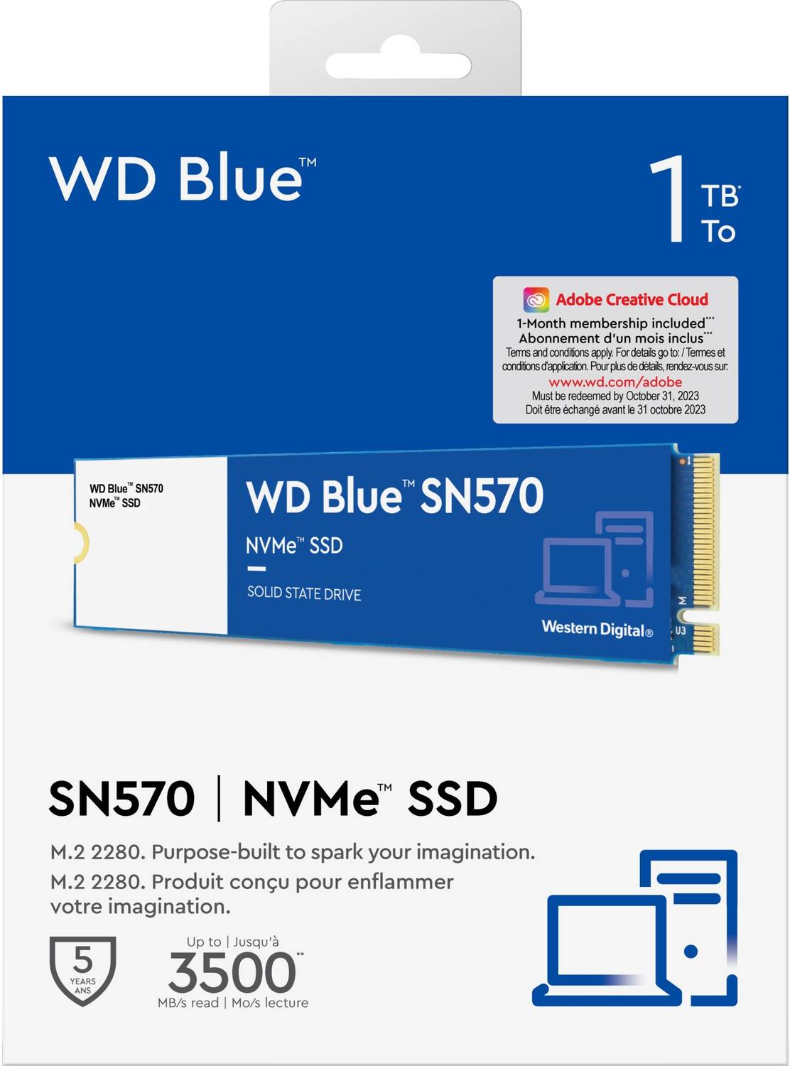 WESTERN DIGITAL WD Blue NVMe SN570 1 TB Laptop, Desktop Blue