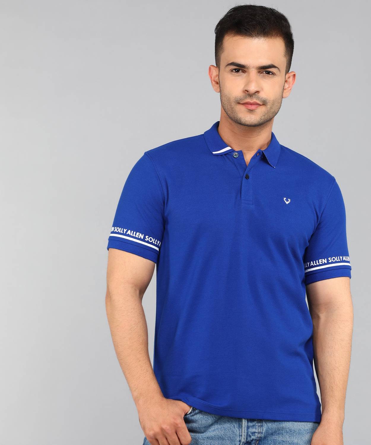 Allen Solly Solid Men Polo Neck Blue T-Shirt