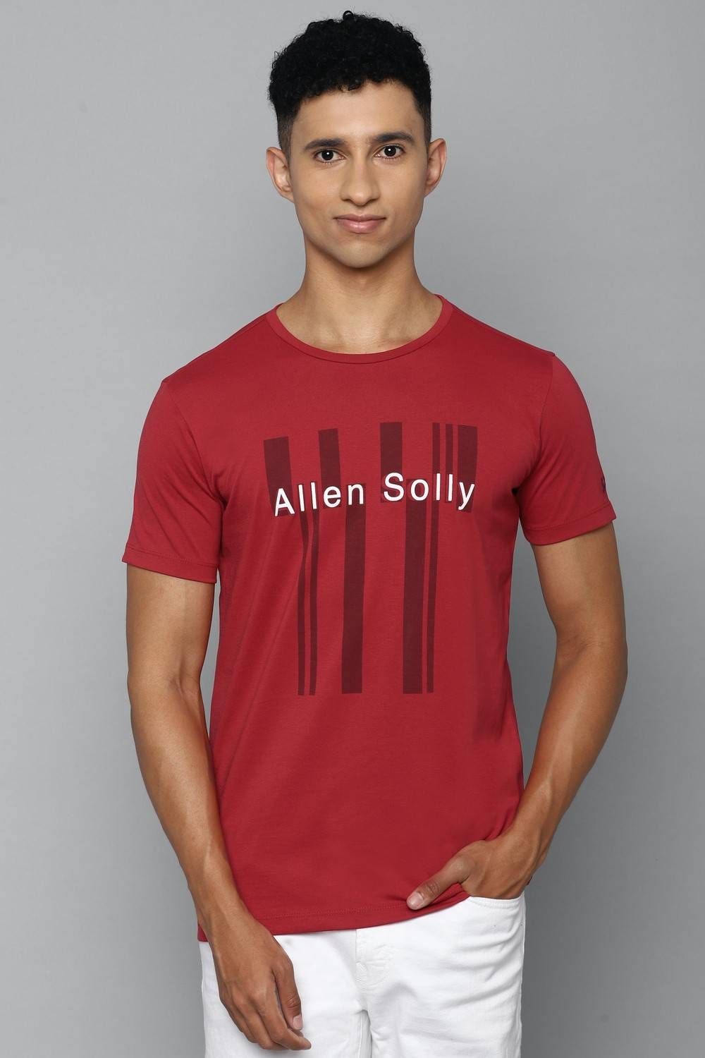 Allen Solly Typography Men Round Neck Red T-Shirt