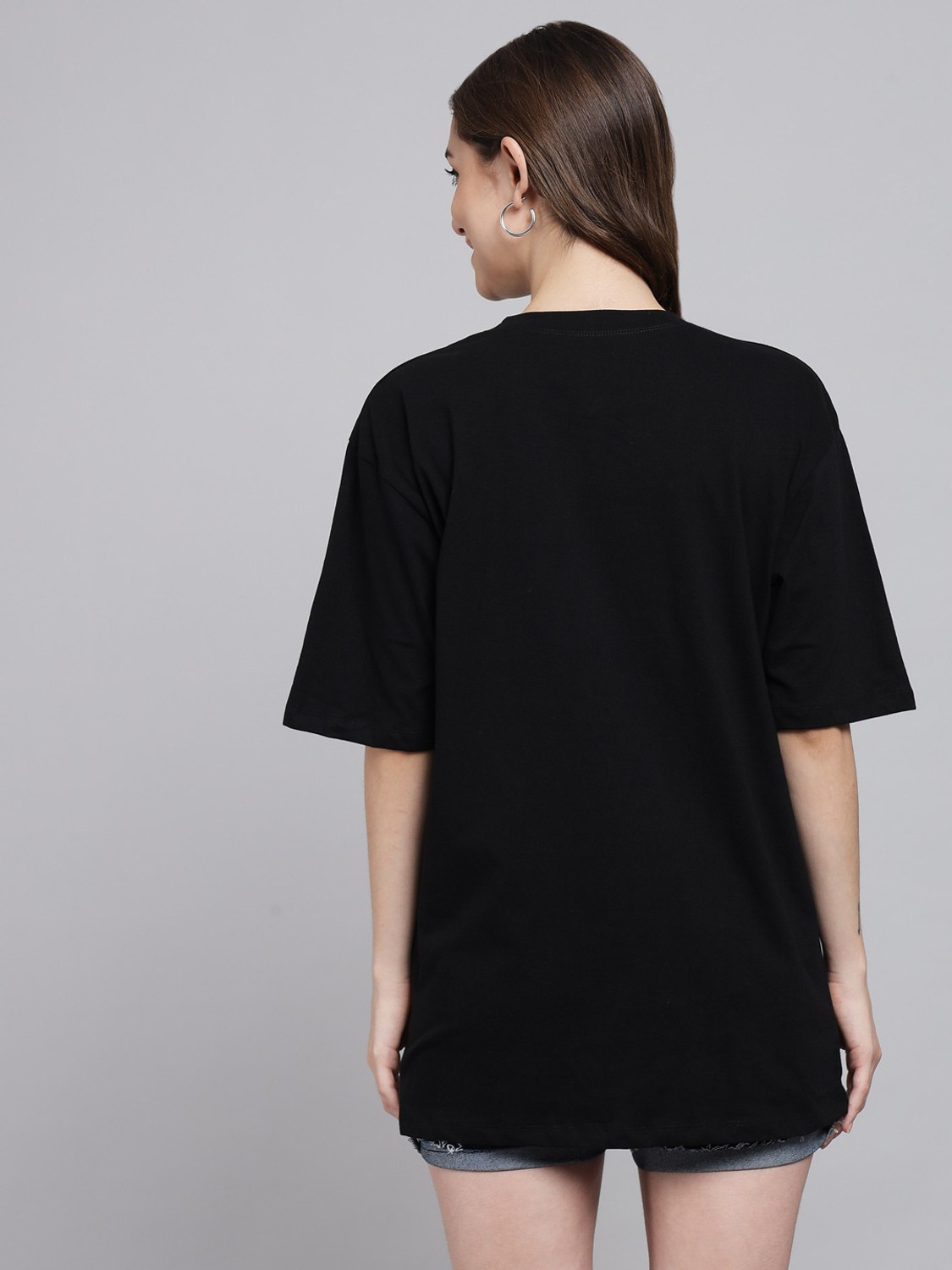 Image of FUNDAY FASHION Solid Women Round Neck Black, Pink T-Shirt