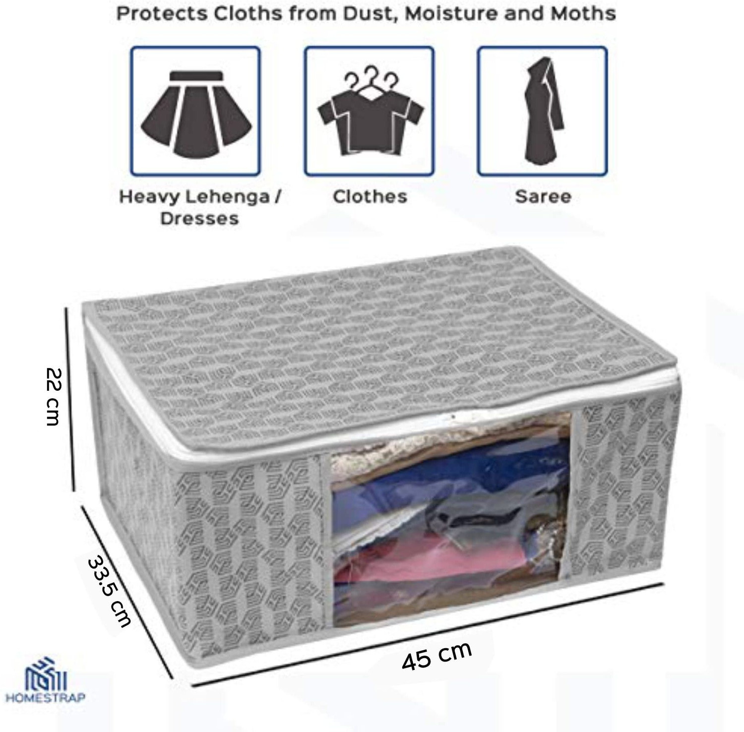 Image of HomeStrap Saree /Dress Cover Cloth Storage /Organiser with Transparent Window