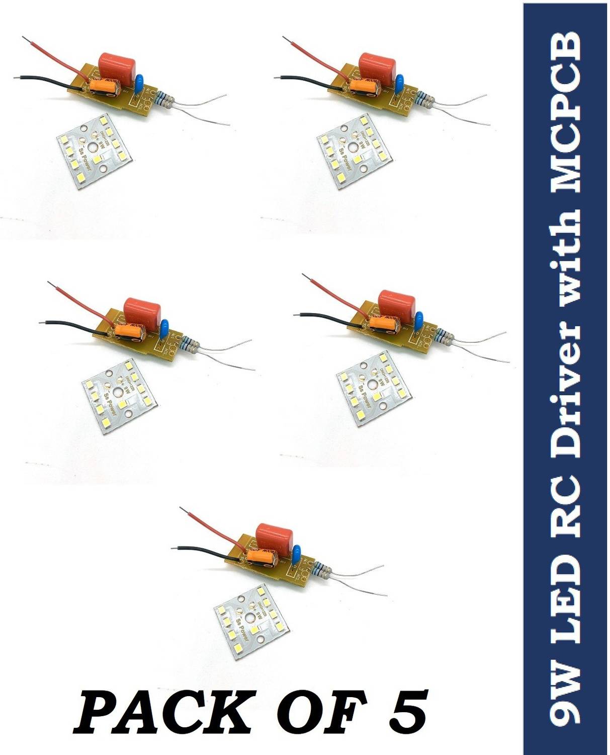 3REE PACK OF 5 9w MCPCB Led WITH RC DRIVER Raw Material For Led Bulb Light LED Driver