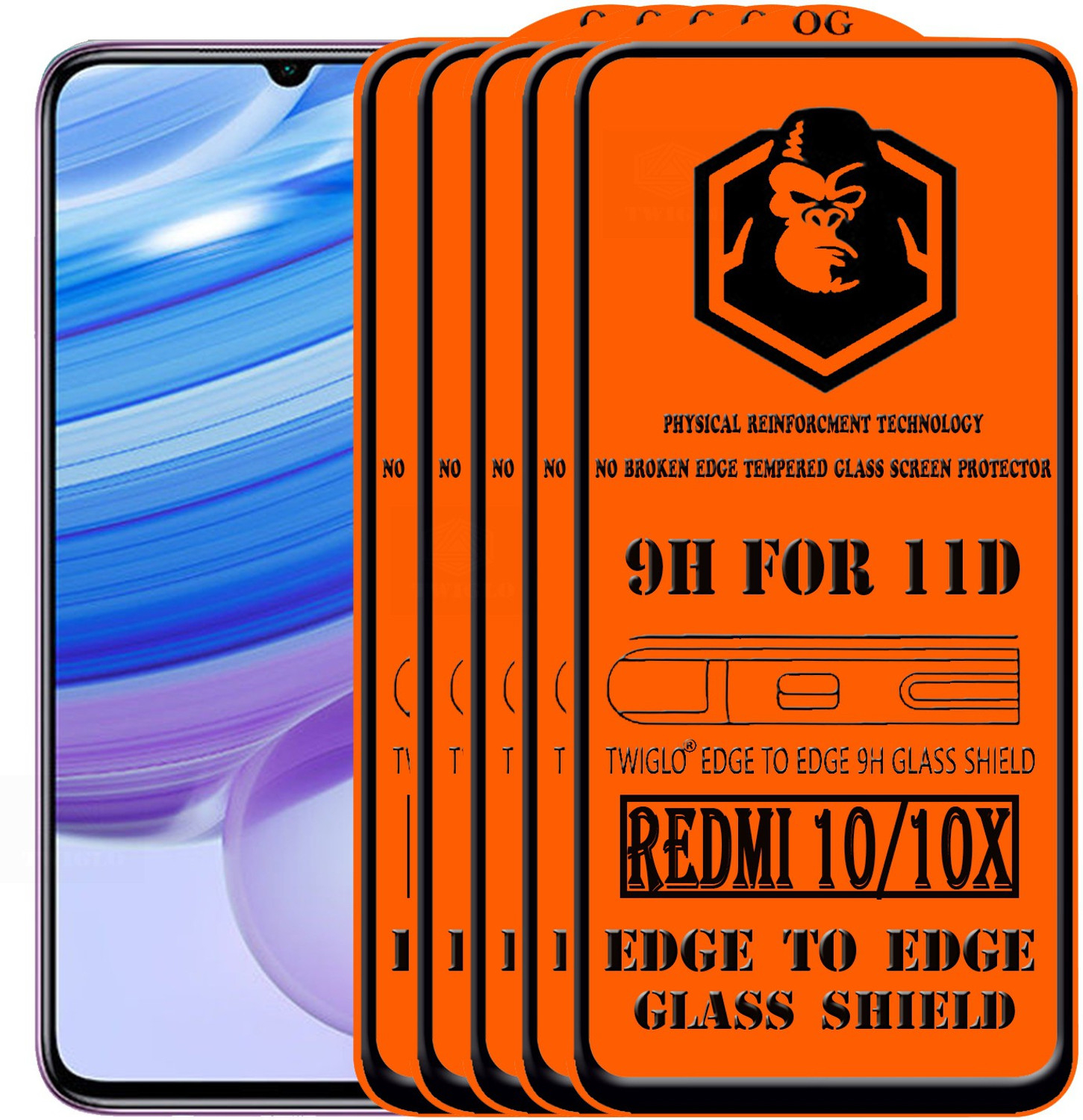 Image of TWIGLO Edge To Edge Tempered Glass for REDMI 10