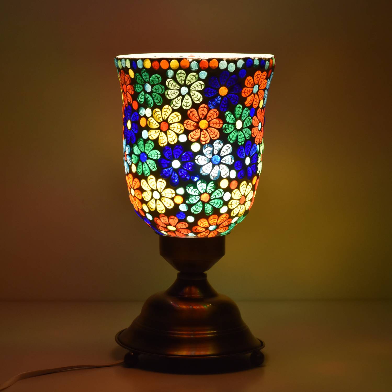 Ionic Glass Mosaic Table Lamp Aluminum Base Traditional Turkish G