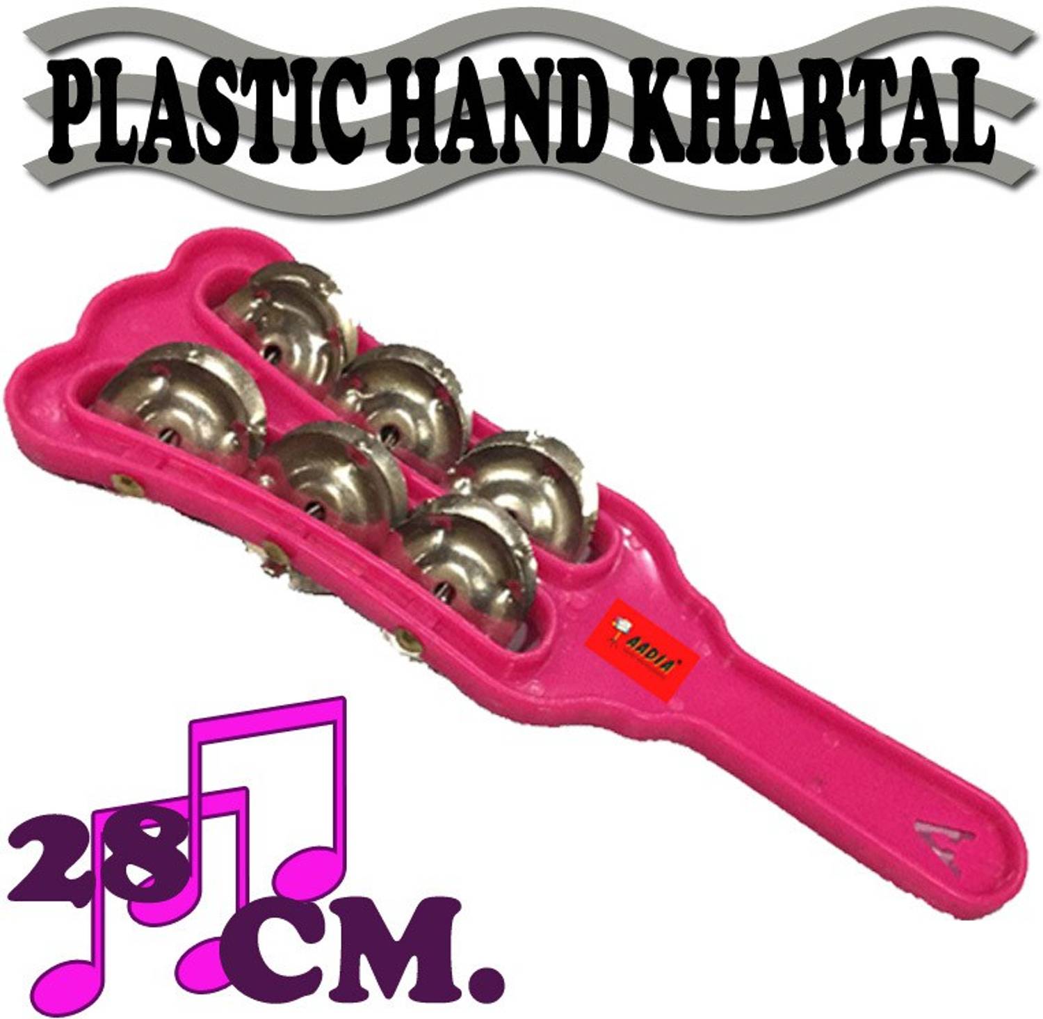 aadia ® PINK PLASTIC HAND KHARTAL JHIKA JHEEKA KHANJIRA KHANJRI FOR POOJA AND BHAJAN Kartal Instrument