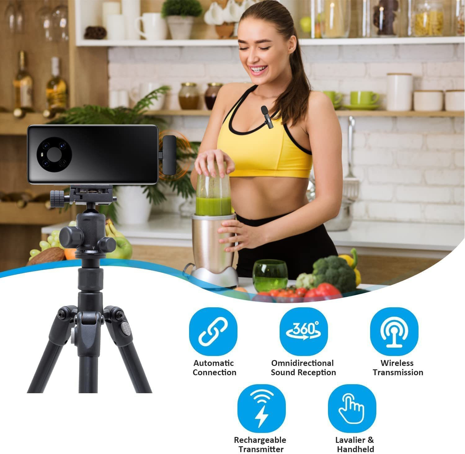Image of Smartech K8 Wireless Lavalier Microphone Portable Mini Mic Only Type-C Microphone