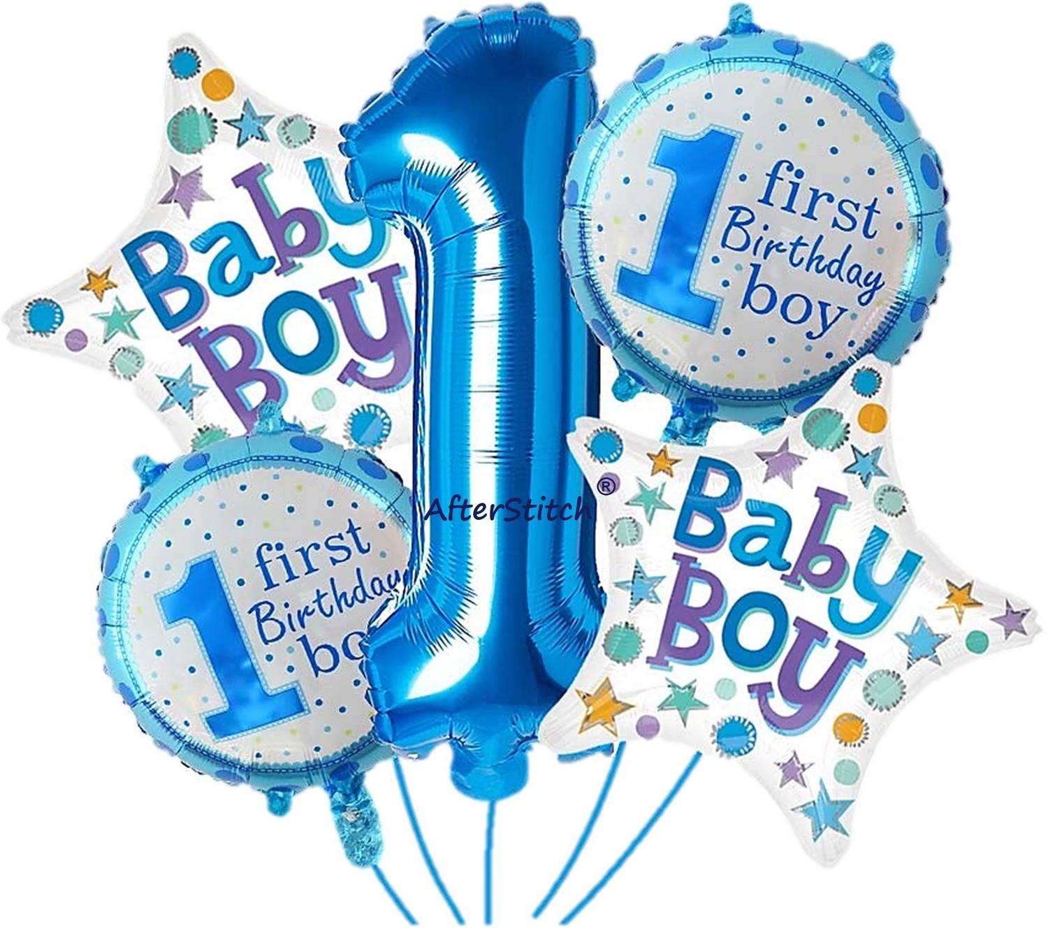 AFTERSTITCH Printed 1st birthday decorations kit for baby boy 1st birthday decoration foil balloons Balloon