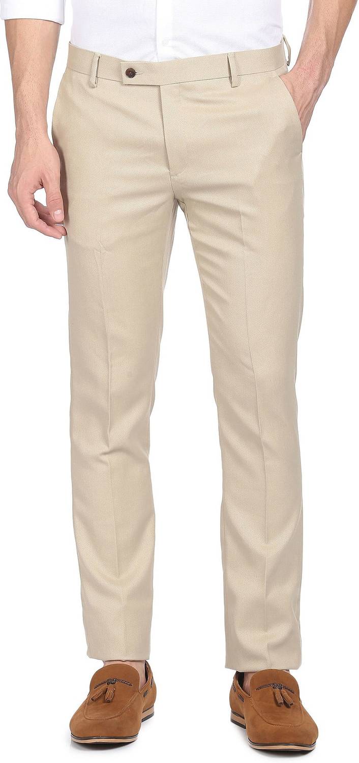 ARROW Regular Fit Men Beige Trousers